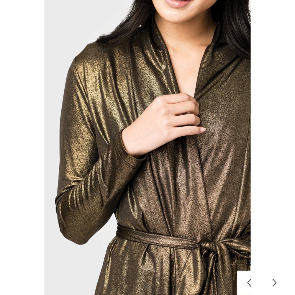 Gold Black Foil Knit Duster With Self-Tie Belt brand new with tags - Picture 2 of 3